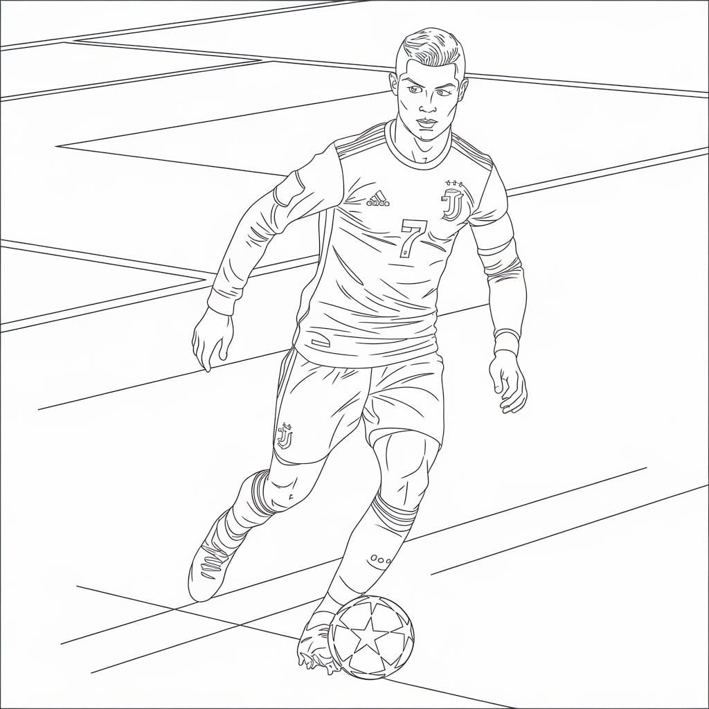 Dibujos de Cristiano Ronaldo en el campo para colorear