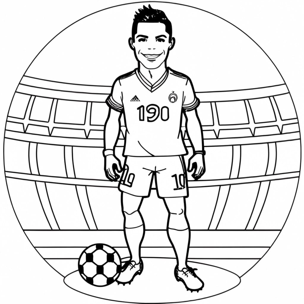 Dibujos de Cristiano Ronaldo está sonriendo para colorear