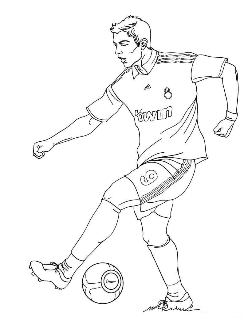 Dibujos de Cristiano Ronaldo Jugar Al Fútbol para colorear