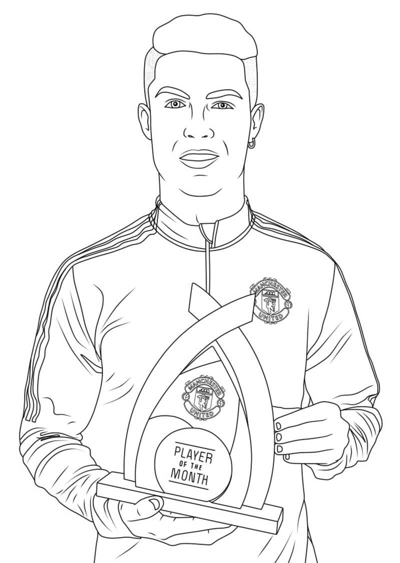 Dibujos de Cristiano Ronaldo sosteniendo la copa para colorear