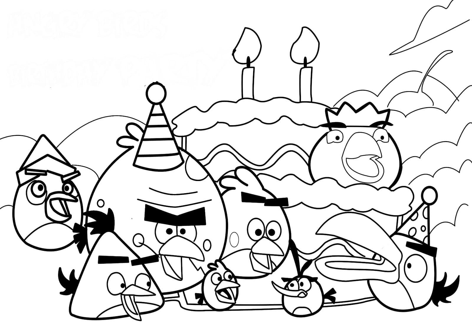 Dibujos de Cumpleaños de Angry Birds para colorear