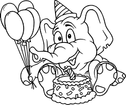 Cumpleaños De Elefante para colorir