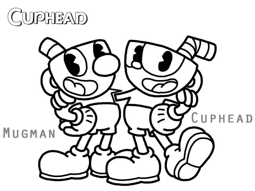 Cuphead y Mugman para colorir