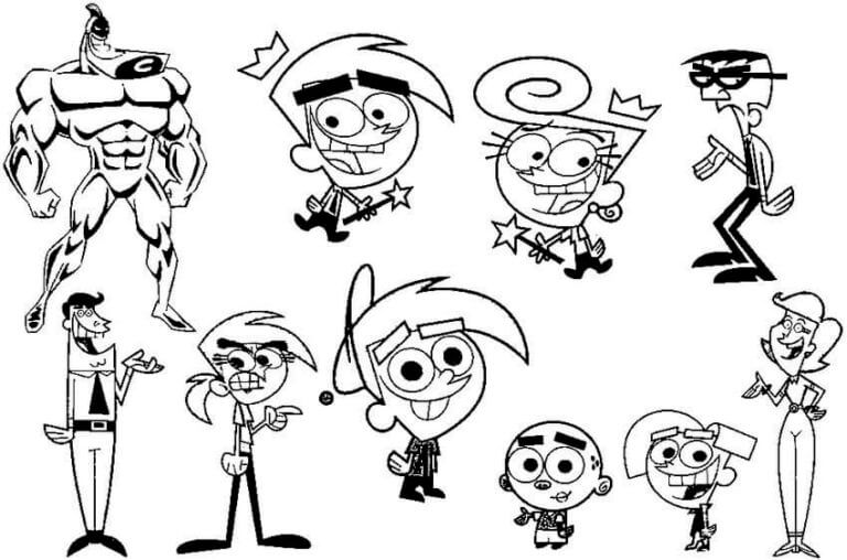 Dibujos de Cuties Todos Los Personajes de Padres Bastante Extraños para colorear
