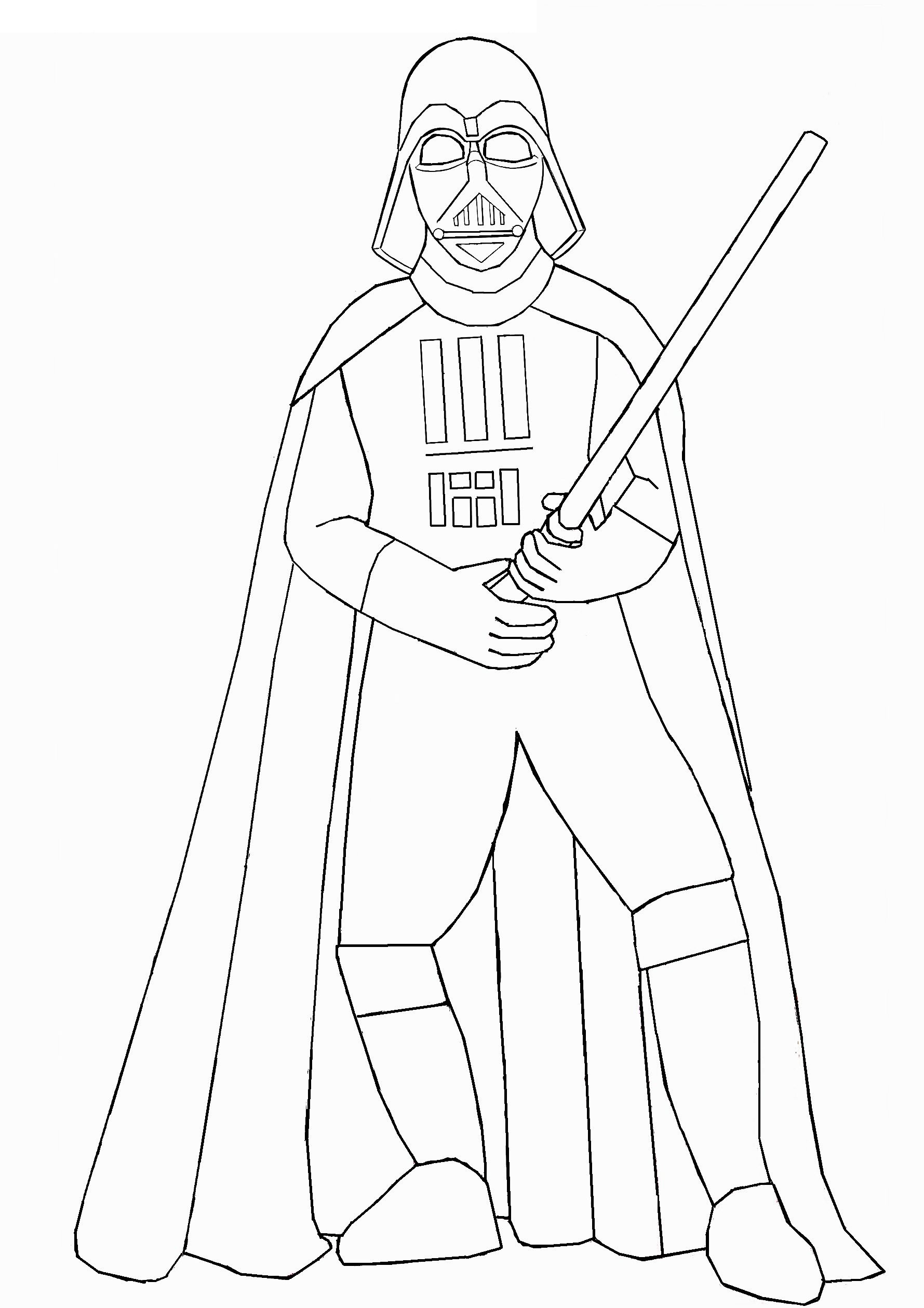 Dibujos de Darth Vader Sosteniendo Un Sable De luz para colorear