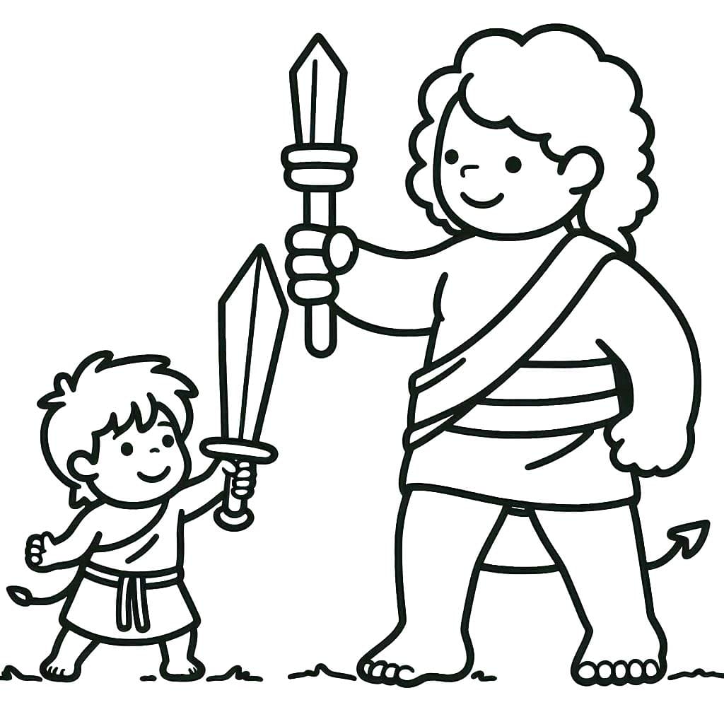Dibujos de David y Goliat 6 para colorear