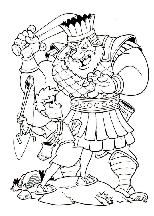 Dibujos de David y Goliat fácil gratuito para colorear