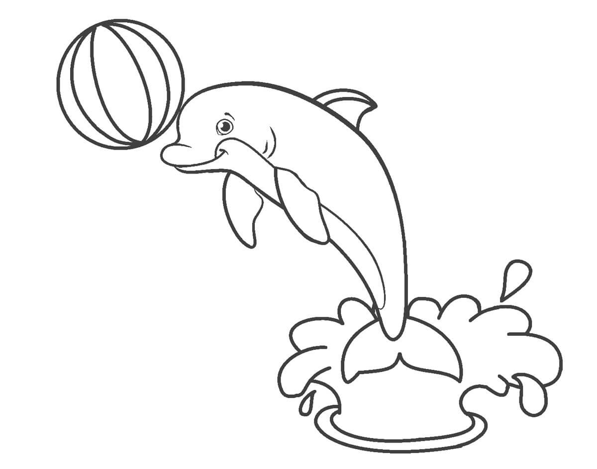 Dibujos de Delfín con Pelota para colorear
