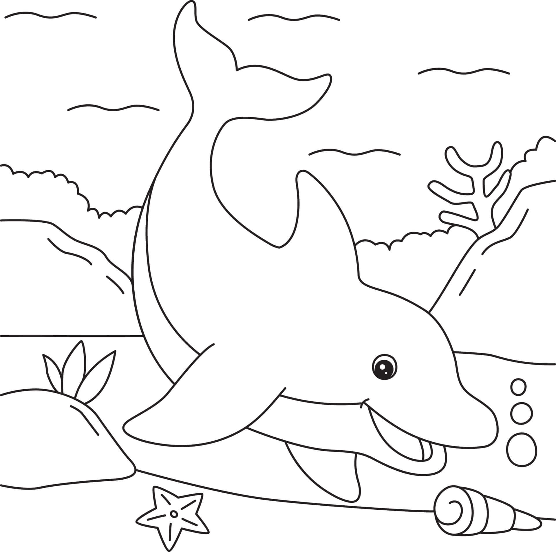 Dibujos de Delfín en el Mar para colorear