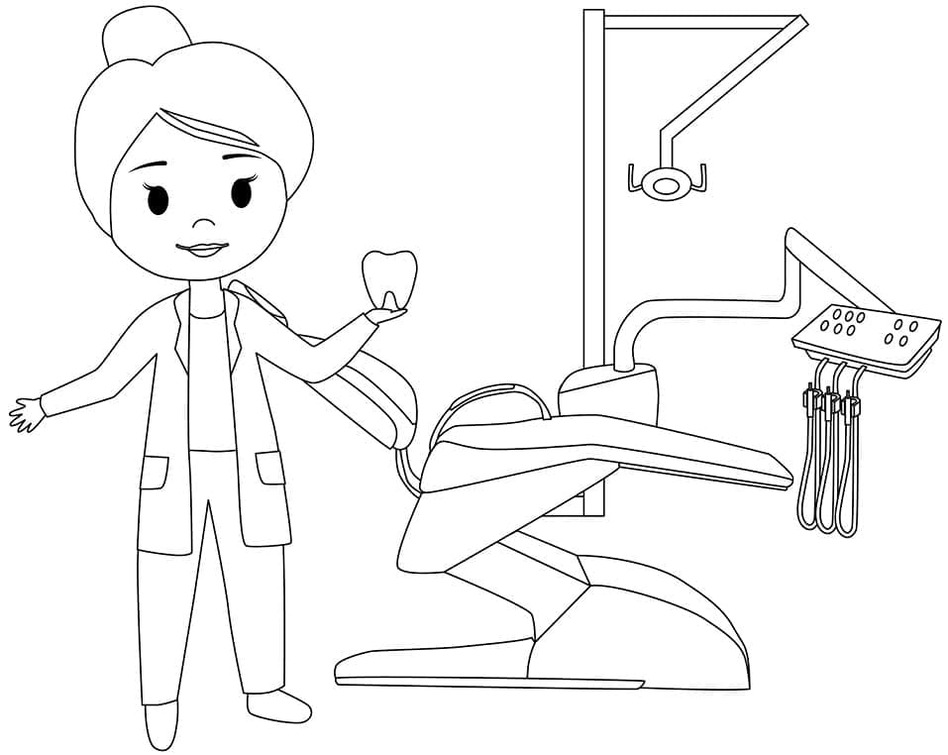Dibujos de Dentista básico en niños para colorear