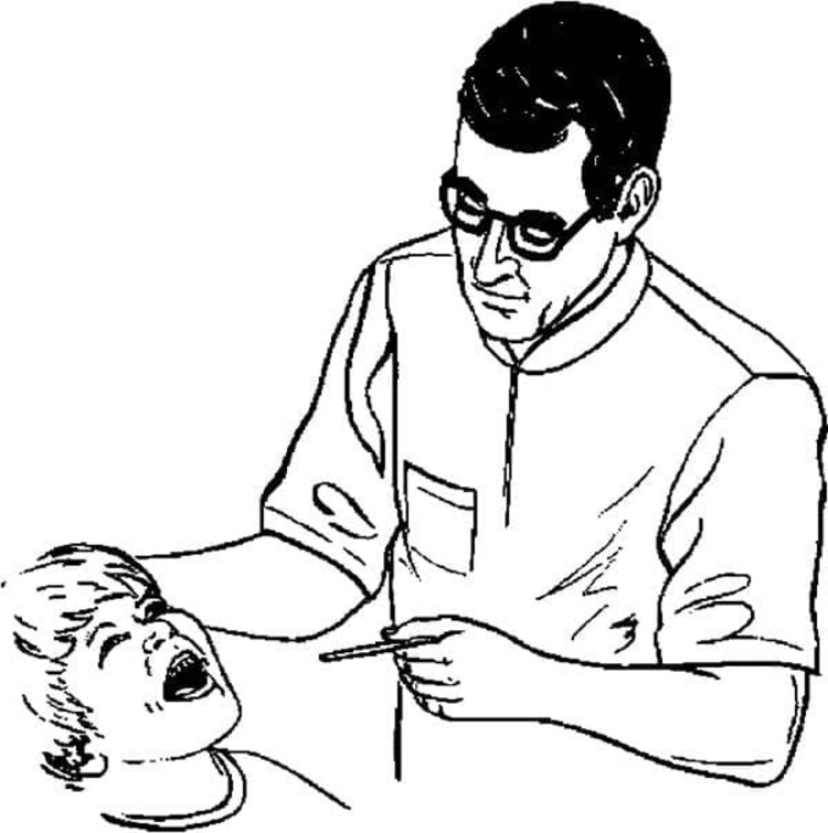 Dibujos de Dentista fácil gratuito para colorear