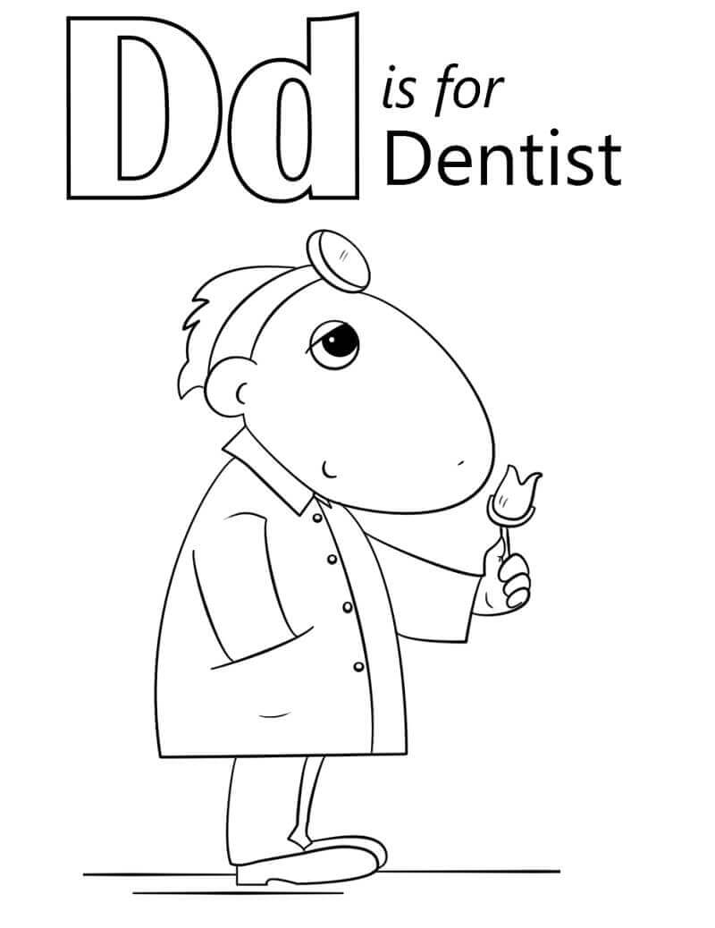 Dentista, Letra D para colorir