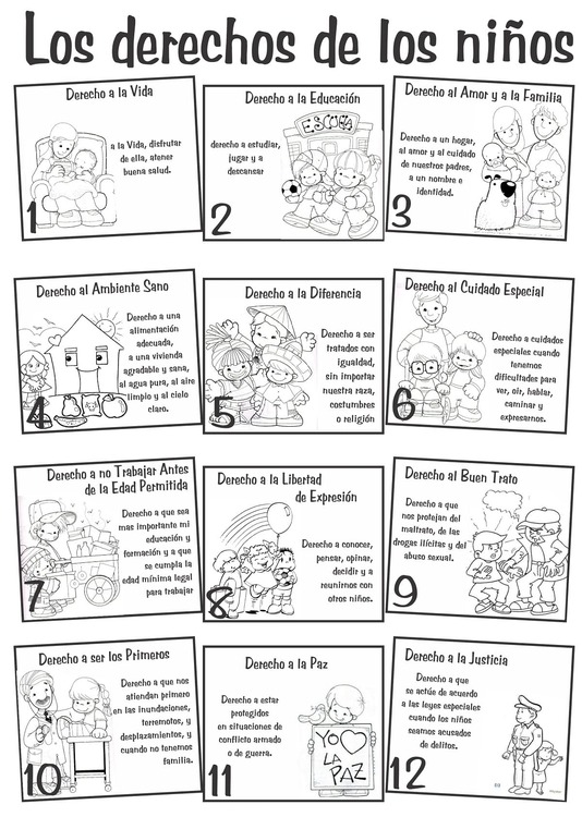 Dibujos de Derechos de los niños imprimible gratis para colorear