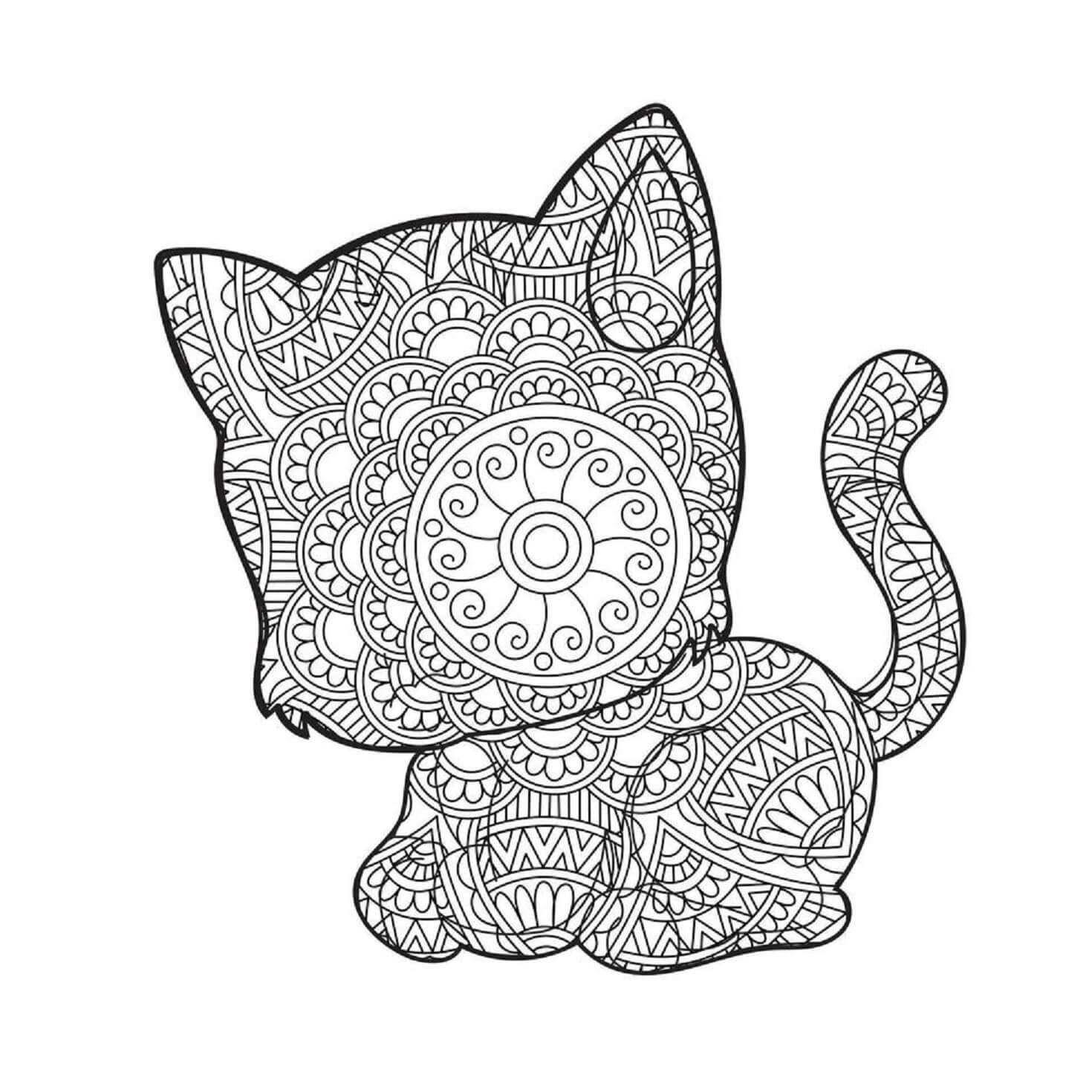 Descarga gratuita de Mandala de Gato para colorir