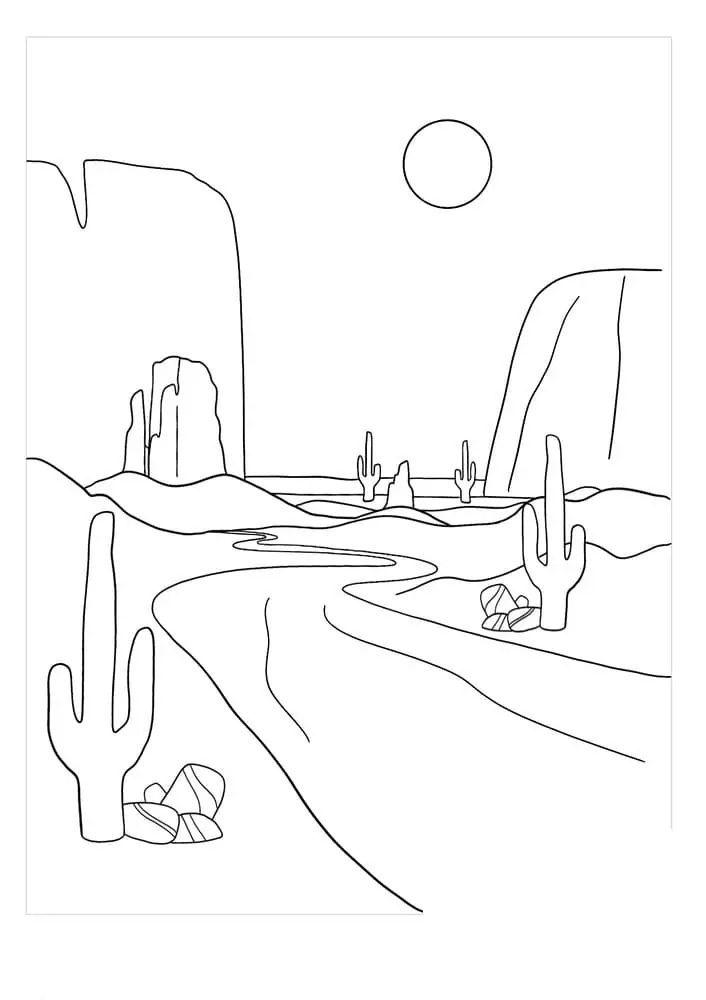 Dibujos de Desierto Imprimible para niños para colorear