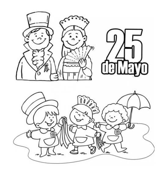 Dibujos de Día de la Revolución Argentina de Mayo para colorear