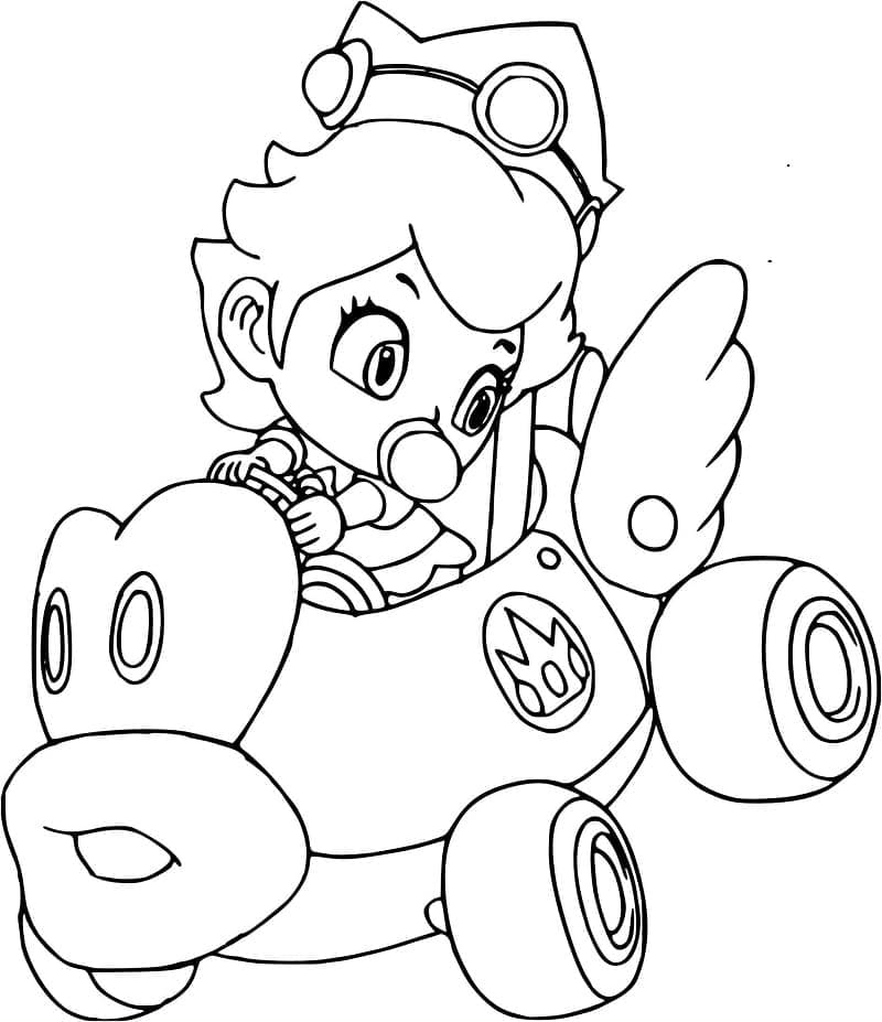 Dibujos de Dibuja a Baby Peach en Mario Kart para colorear