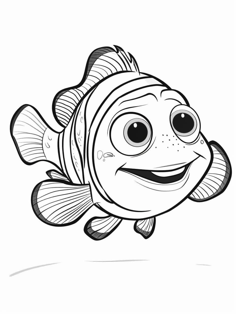 Dibuja a Buscando a Nemo sonriendo para colorir