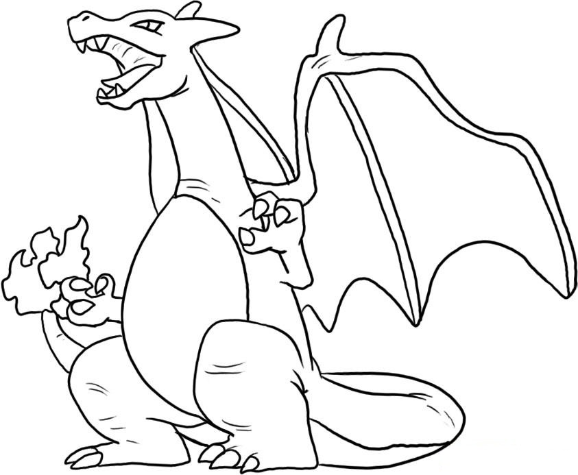 Dibujos de Dibuja a Charizard gruñendo para colorear