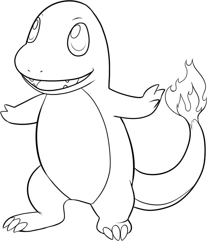 Dibujos de Dibuja a Charmander feliz para colorear