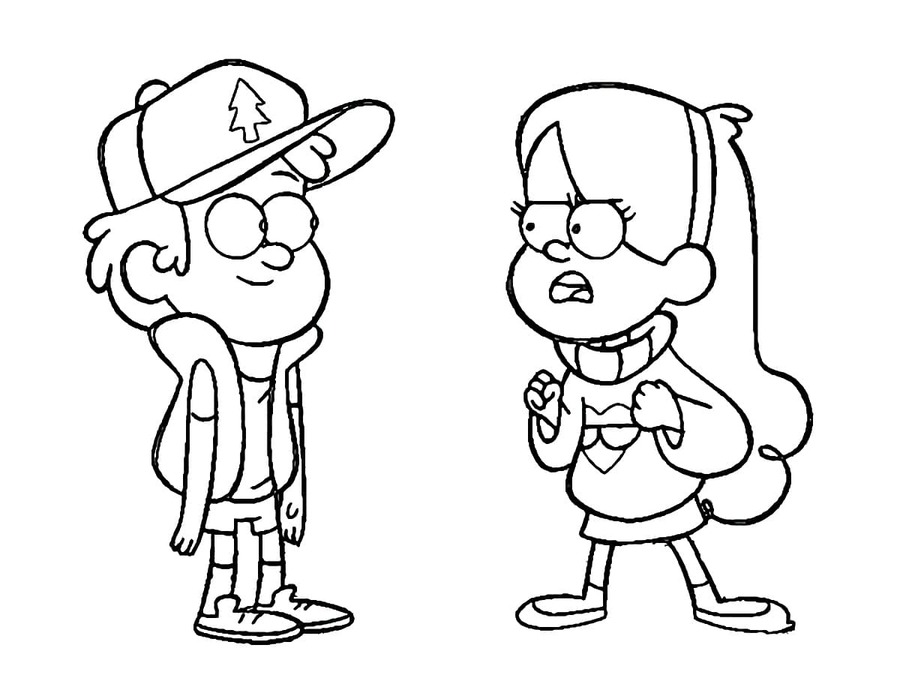 Dibujos de Dibuja a Dipper Pines y Mabel Pines para colorear