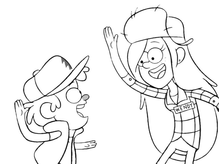 Dibujos de Dibuja a Dipper y Wendy Gravity Falls para colorear