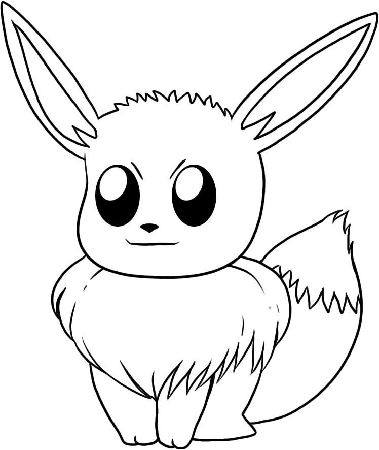 Dibujos de Dibuja a Eevee sonriendo para colorear