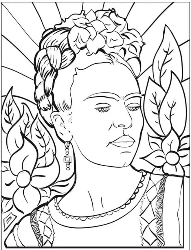 Dibujos de Dibuja a Frida Kahlo feliz para colorear