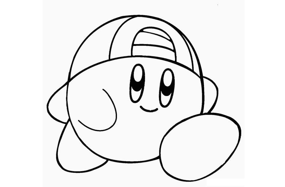 Dibujos de Dibuja a Kirby sonriendo corriendo para colorear