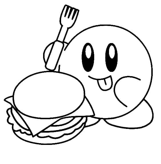 Dibujos de Dibuja a Kirby y a Hamburguesa para colorear