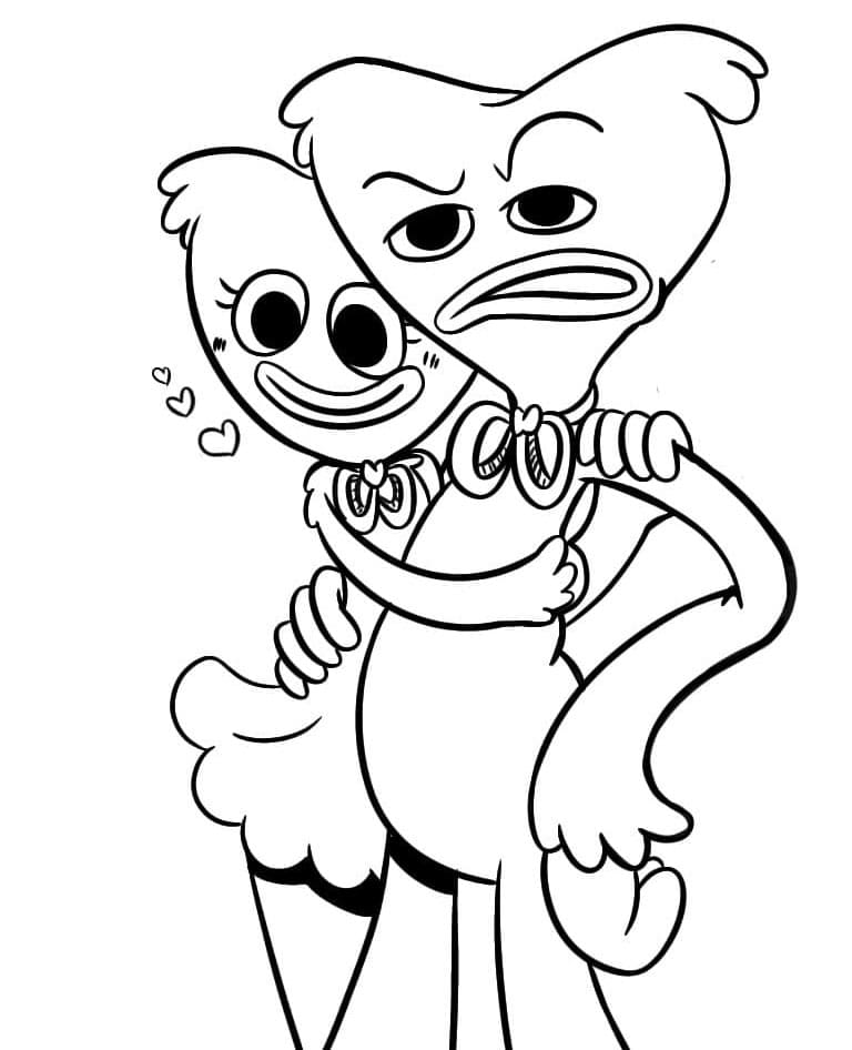 Dibujos de Dibuja a Kissy Missy con Huggy Wuggy para colorear