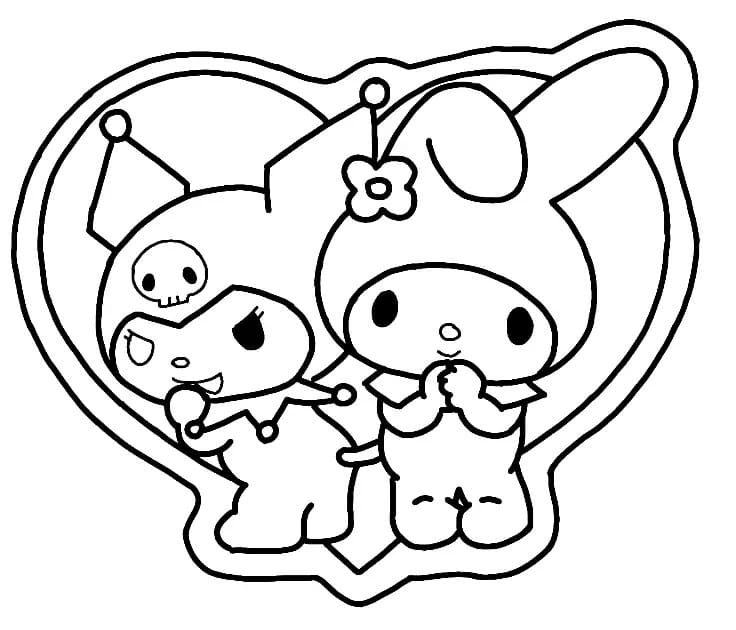 Dibujos de Dibuja a Kuromi y My Melody para colorear