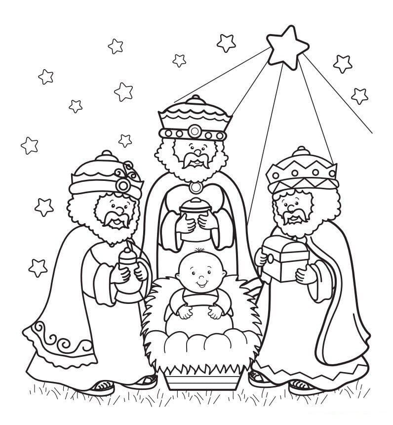 Dibujos de Dibuja a Los Reyes Magos para colorear