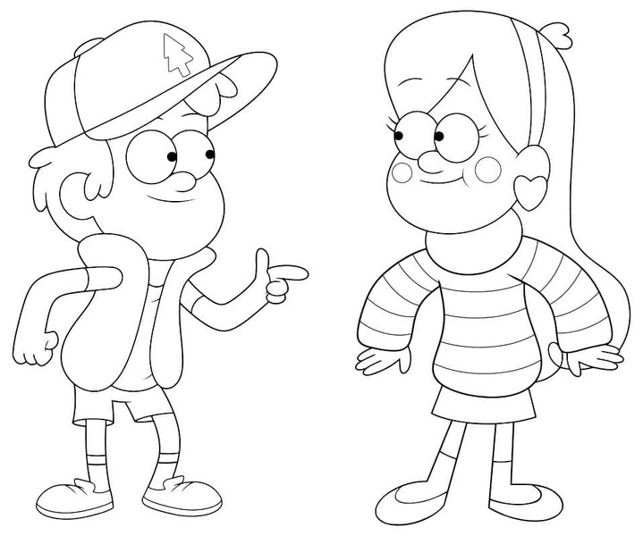 Dibujos de Dibuja a Mabel con Dipper de Gravity Falls para colorear