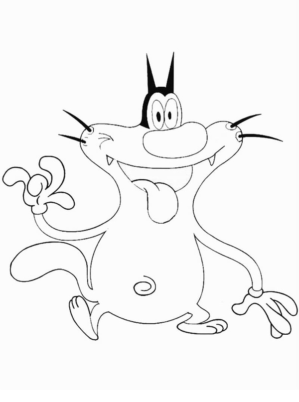 Dibuja a Oggy feliz para colorir
