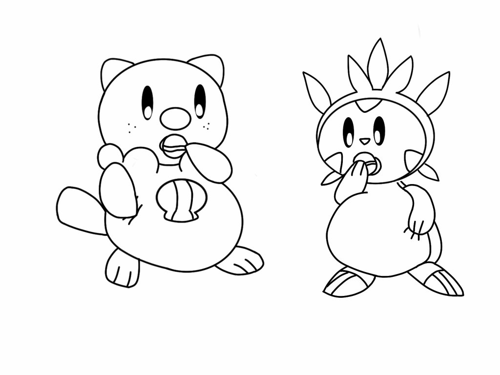 Dibuja a Oshawott y Chespin para colorir