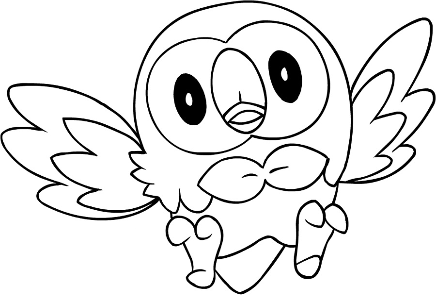 Dibuja a Rowlet volando para colorir