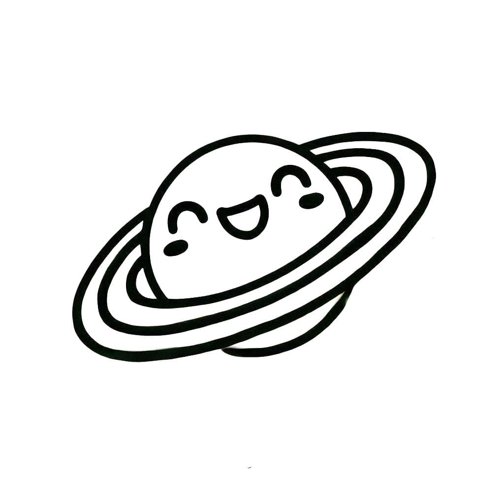 Dibujos de Dibuja a Saturno sonriendo para colorear