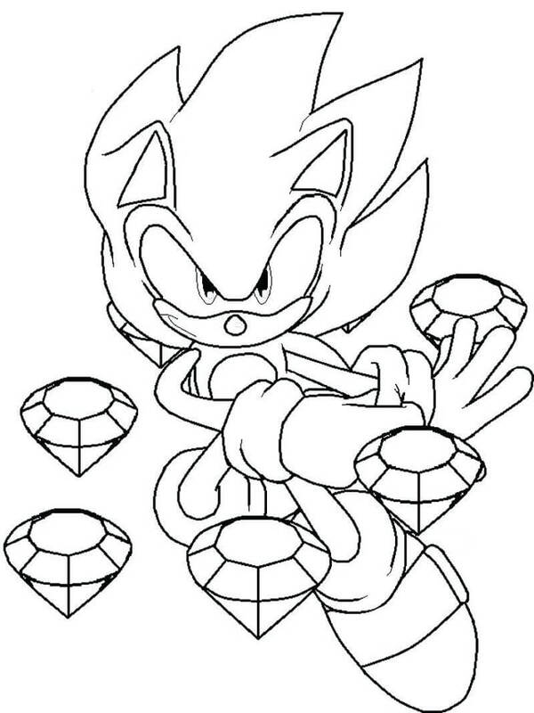 Dibujos de Dibuja a sonic con cinco diamantes para colorear