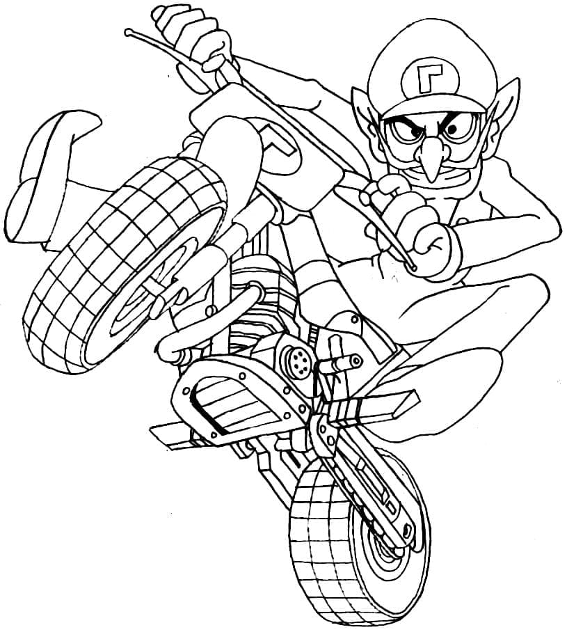 Dibujos de Dibuja a Waluigi en Mario Kart para colorear