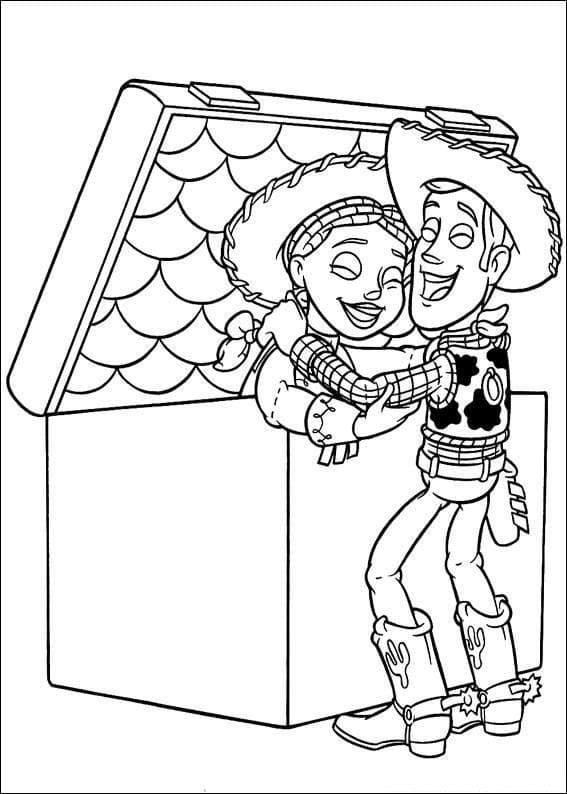 Dibujos de Dibuja a Woody y Jessie de Toy Story gratis para colorear