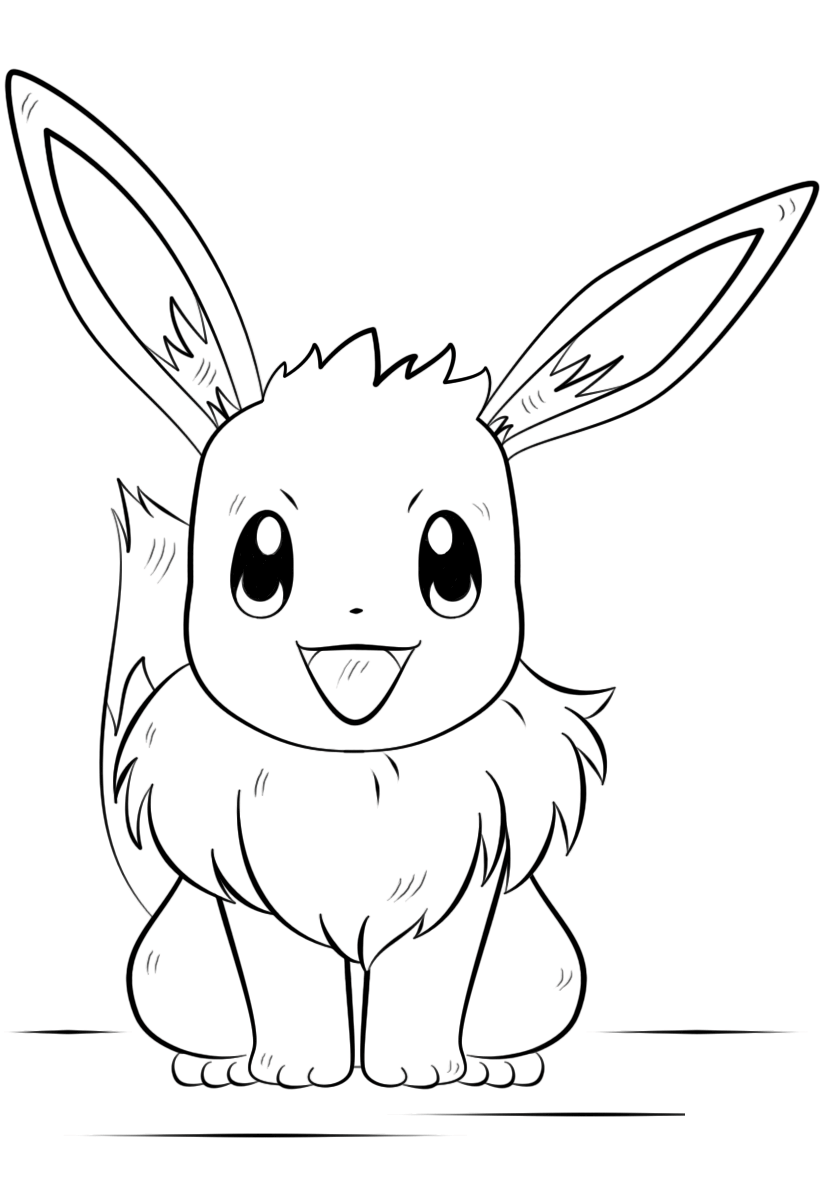 Dibujos de Dibuja al adorable Eevee sonriendo para colorear