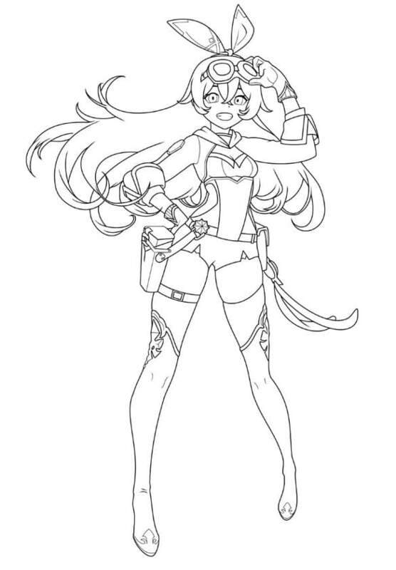 Dibujos de Dibuja Amber de Genshin Impact para colorear