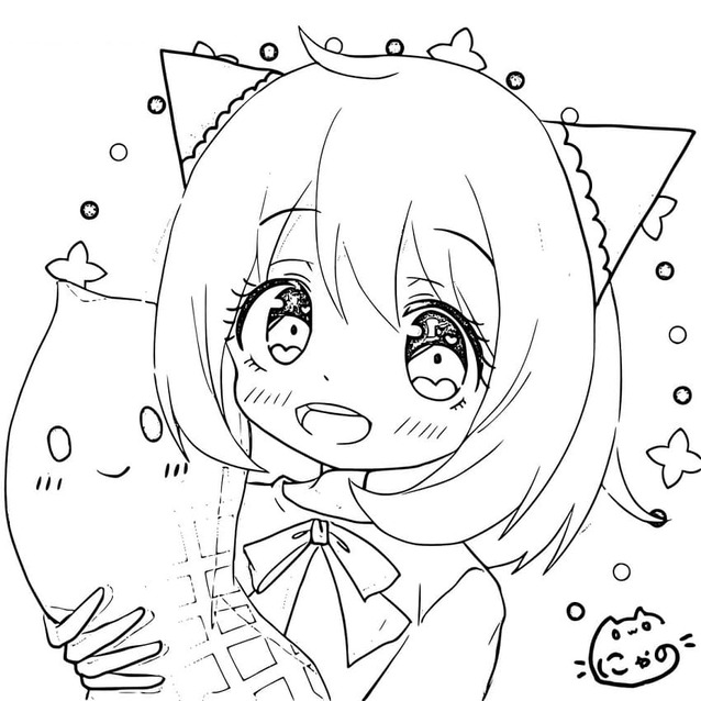 Dibujos de Dibuja Anya Forger kawaii para colorear