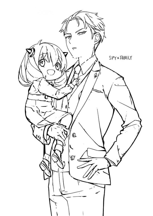Dibujos de Dibuja Anya y Loid Forger de Spy x Family para colorear