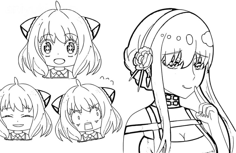 Dibujos de Dibuja Anya y Yor Forger de Spy x Family para colorear