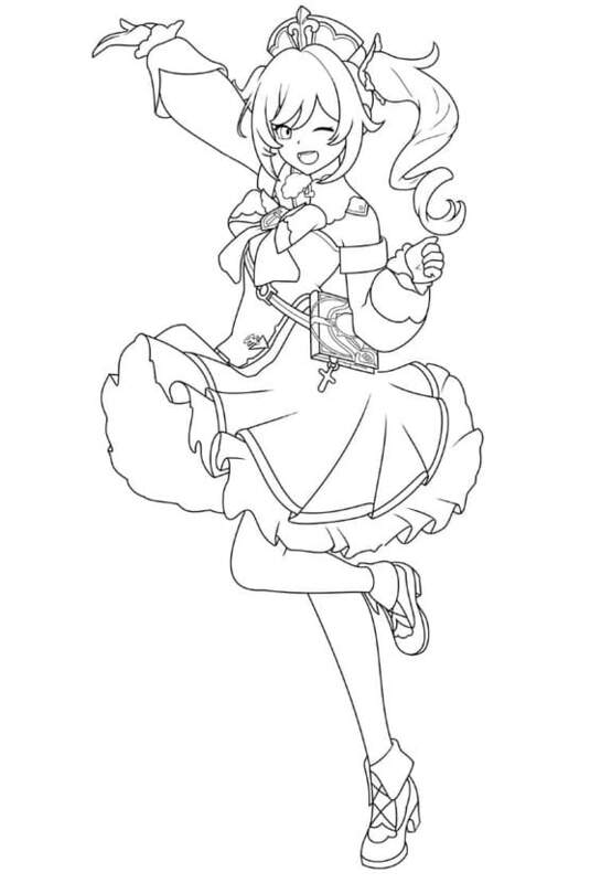 Dibujos de Dibuja Barbara en Genshin Impact para colorear