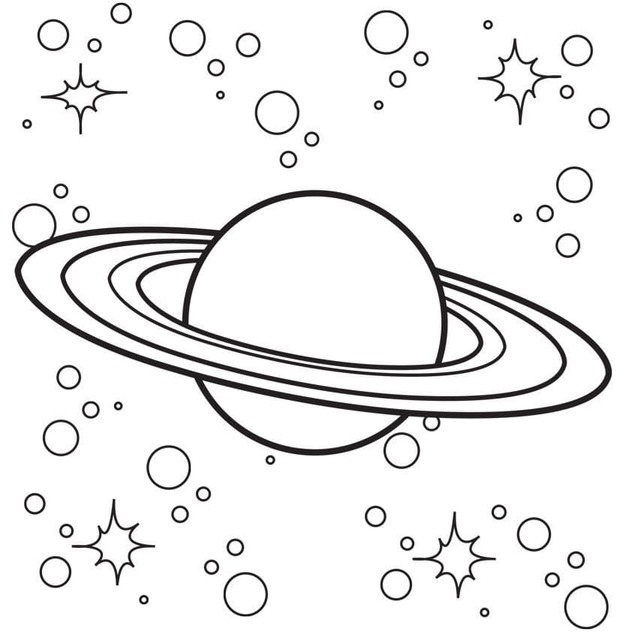 Dibujos de Dibuja básico Saturno para colorear