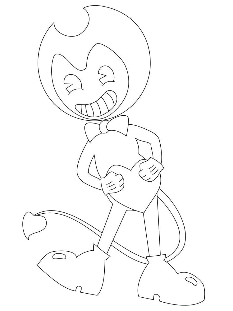 Dibuja Bendy con corazón para colorir