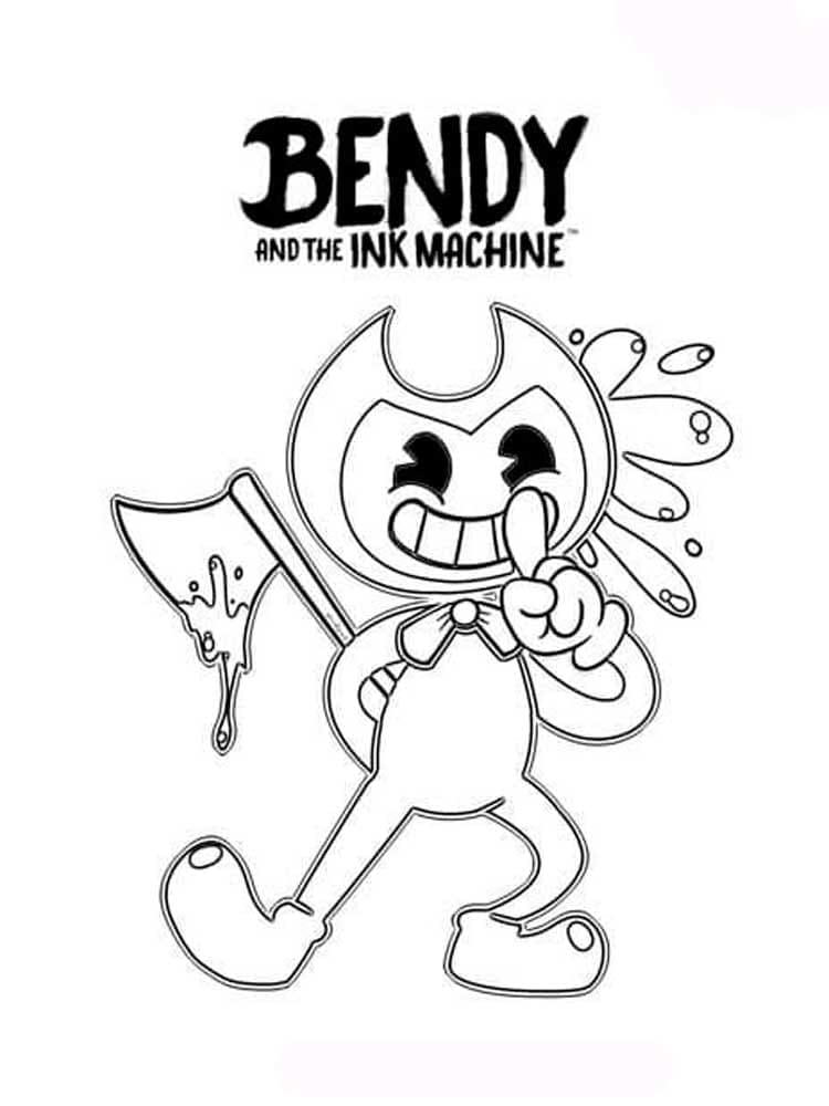 Dibuja Bendy con un hacha para colorir